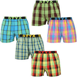 Styx 5PACK férfi bő szárú boxeralsó Styx sportos gumipánt többszínű (5B110105) S