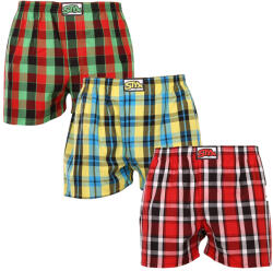 Styx 3PACK férfi bő szárú boxeralsó Styx klasszikus gumipánt többszínű (3A093338) S