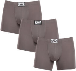 Styx 3PACK férfi boxeralsó Styx hosszú klasszikus gumipánt sötétszürke (3F1063) L