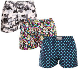Styx 3PACK férfi bő szárú boxeralsók Styx art klasszikus gumipánt többszínű (3A11871) M