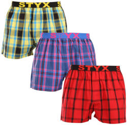Styx 3PACK férfi bő szárú boxeralsók Styx sportos gumipánt többszínű (3B103133) XXL