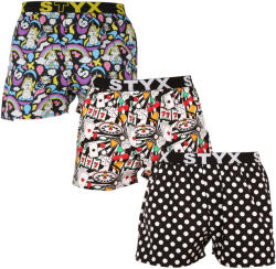 Styx 3PACK férfi bő szárú boxeralsó Styx art sportos gumipánt többszínű (3B11830) XL