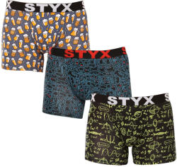 Styx 3PACK férfi boxeralsó Styx hosszú art sportos gumipánt többszínben (3U12672/2) L
