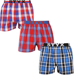 Styx 3PACK férfi bő szárú boxeralsók Styx sportos gumipánt többszínű (3B110709) XXL