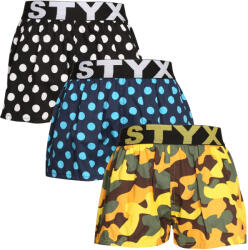 Styx 3PACK Gyermek bő szárú boxeralsó Styx art sportos gumipánt többszínben (3BJ15901) 6-8 éves