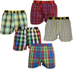 Styx 5PACK férfi bő szárú boxeralsók Styx sportos gumipánt többszínű (5B0177621) XL
