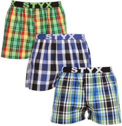Styx 3PACK férfi bő szárú boxeralsók Styx sportos gumipánt többszínű (3B11789) S
