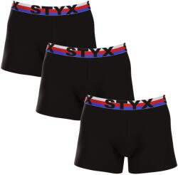 Styx 3PACK férfi boxeralsó Styx hosszú sportos gumipánt trikolór fekete (3U1960) XXL