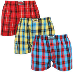 Styx 3PACK férfi bő szárú boxeralsók Styx klasszikus gumipánt többszínű (3A0913) XXL