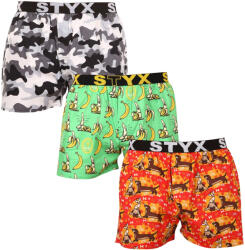Styx 3PACK férfi bő szárú boxeralsók Styx art sportos gumipánt többszínű (3B13497) L