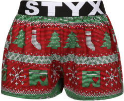 Styx Gyerekek bő szárú boxeralsó Styx művészet sportos gumipánt karácsonyi kötött (BJ1658) 12-14 éves