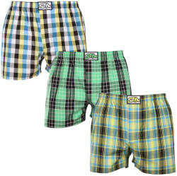 Styx 3PACK férfi bő szárú boxeralsó Styx klasszikus gumipánt többszínű (3A102129) M