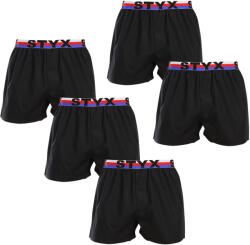 Styx 5PACK férfi bő szárú boxeralsó Styx sportos gumipánt fekete tricolor (5B1960) M