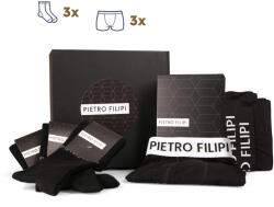 Pietro Filipi Férfi ajándék szett 3PACK boxeralsó és 3PACK zokni Pietro Filipi fekete (6PARC1) XL