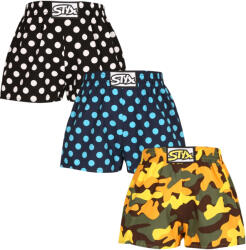 Styx 3PACK gyermek bő szárú boxeralsó Styx art klasszikus gumipánt többszínű (3J15901) 4-5 éves
