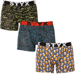Styx 3PACK férfi boxeralsó Styx hosszú art sportos gumipánt többszínben (3U12672) S