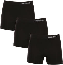 Nedeto 3PACK Férfi boxeralsó Nedeto varrás nélküli bambusz fekete (3NDTB001S) XXL