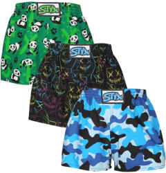 Styx 3PACK gyermek bő szárú boxeralsó Styx art klasszikus gumipánt többszínű (3J18023) 6-8 éves