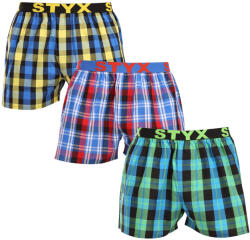 Styx 3PACK férfi bő szárú boxeralsók Styx sportos gumipánt többszínű (3B103739) XXL
