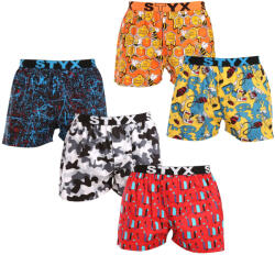 Styx 5PACK férfi bő szárú boxeralsók Styx art sportos gumipánt többszínű (5B1473490) XL