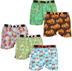 Styx 5PACK férfi bő szárú boxeralsók Styx art sportos gumipánt többszínű (5B1332356) XXL