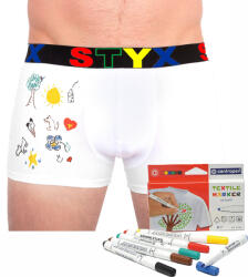 Styx Férfi boxeralsó Styx sportos gumipánt fehér + textil markerek (GF1061)