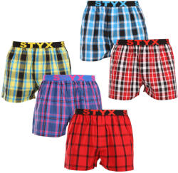 Styx 5PACK férfi bő szárú boxeralsók Styx sportos gumipánt többszínű (5B103135) XXL