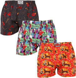Styx 3PACK férfi bő szárú boxeralsó Styx art klasszikus gumipánt többszínű (3A15245) L