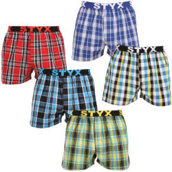 Styx 5PACK férfi bő szárú boxeralsók Styx sportos gumipánt többszínű (5B102125) L