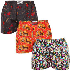 Styx 3PACK férfi bő szárú boxeralsók Styx art klasszikus gumipánt többszínű (3A11824) S