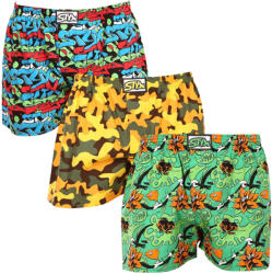 Styx 3PACK férfi bő szárú boxeralsó Styx art klasszikus gumipánt többszínű (3A12579) M