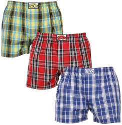 Styx 3PACK férfi bő szárú boxeralsók Styx klasszikus gumipánt többszínű (3A102124) S
