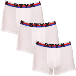 Styx 3PACK férfi boxeralsó Styx sportos gumipánt fehér trikolór (3G2061) XXL