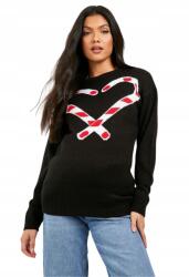 Boohoo LC35213 Boohoo Fekete XXL-es karácsonyi kismama pulóver