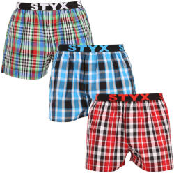 Styx 3PACK férfi bő szárú boxeralsók Styx sportos gumipánt többszínű (3B103436) XL