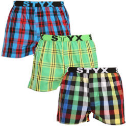 Styx 3PACK férfi bő szárú boxeralsó Styx sportos gumipánt többszínű (3B11123) XL
