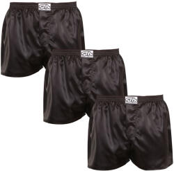 Styx 3PACK férfi bő szárú boxeralsó Styx klasszikus gumipánt szatén fekete (3C0960) XL