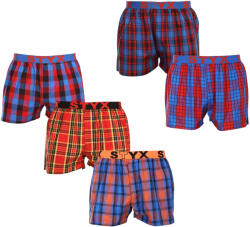 Styx 5PACK férfi bő szárú boxeralsók Styx sportos gumipánt többszínű (5B0951647) M