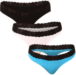 Styx 3PACK női tanga Styx többszínű csipkével (3ITK96019) M