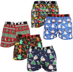 Styx 5PACK férfi bő szárú boxeralsó Styx art sportos gumipánt többszínű (5B1280814) XXL