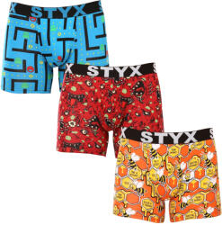 Styx 3PACK férfi boxeralsó Styx hosszú art sportos gumipánt többszínben (3U12914) L