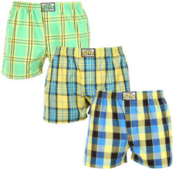 Styx 3PACK férfi bő szárú boxeralsók Styx klasszikus gumipánt többszínű (3A100215) M