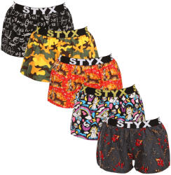 Styx 5PACK női bő szárú boxeralsók Styx art sportos gumipánt többszínű (5T1182492) L
