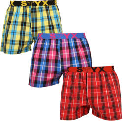 Styx 3PACK férfi bő szárú boxeralsó Styx sportos gumipánt többszínű (B9313233) XXL