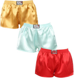 Styx 3PACK női bő szárú boxeralsók Styx klasszikus gumipánt szatén többszínben (3L06352) M