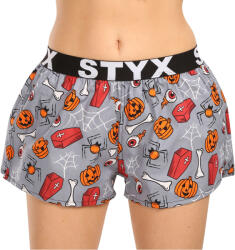 Styx Női bő szárú boxeralsók Styx art sportos gumipánt Halloween koporsó (T1752) M
