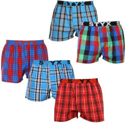 Styx 5PACK férfi bő szárú boxeralsók Styx sportos gumipánt többszínű (5B093120) S