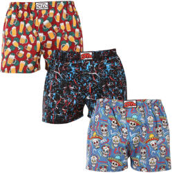 Styx 3PACK férfi bő szárú boxeralsó Styx art klasszikus gumipánt többszínű (3A18456) S