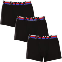 Styx 3PACK férfi boxeralsó Styx sportos gumipánt fekete trikolor (3G1960) S
