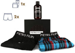 Pietro Filipi Férfi ajándékcsomag 2PACK bő szárú boxeralsók és tusfürdő Pietro Filipi (3PGP1) L